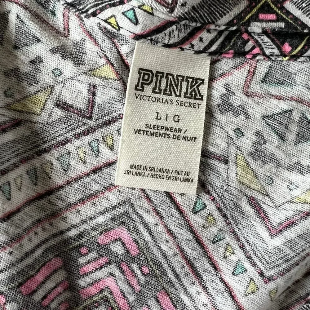 Victoria's Secret aztec V-neck sleepwear T-shirt, women's size L